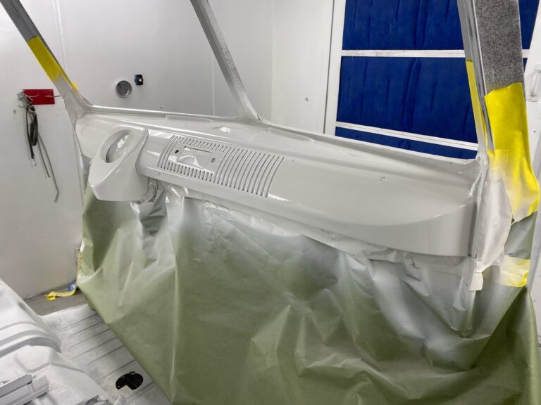 1966 microbus vw bus block sanding into primer silver lining auto restoration oregon