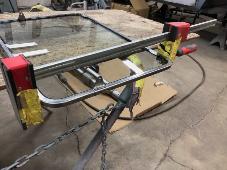 1966 microbus vw bus safari window installation silver lining auto restoration oregon