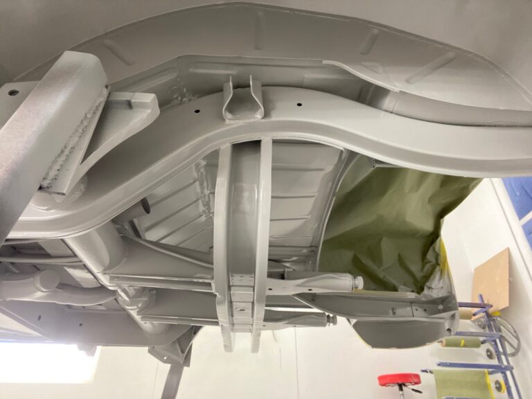 1963 23 window mouse grey deluxe bus under body in paint silver lining auto restoration oregon