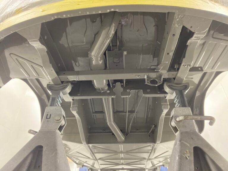 1963 23 window mouse grey deluxe bus under body in paint silver lining auto restoration oregon