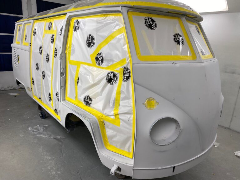 1963 23 window mouse grey deluxe bus under body in paint silver lining auto restoration oregon