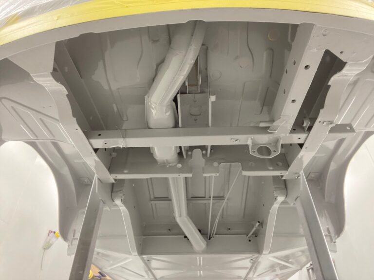 1963 23 window mouse grey deluxe bus under body in paint silver lining auto restoration oregon