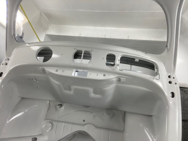 1955 vw beetle std final metal prep into epoxy silver lining auto restoration oregon