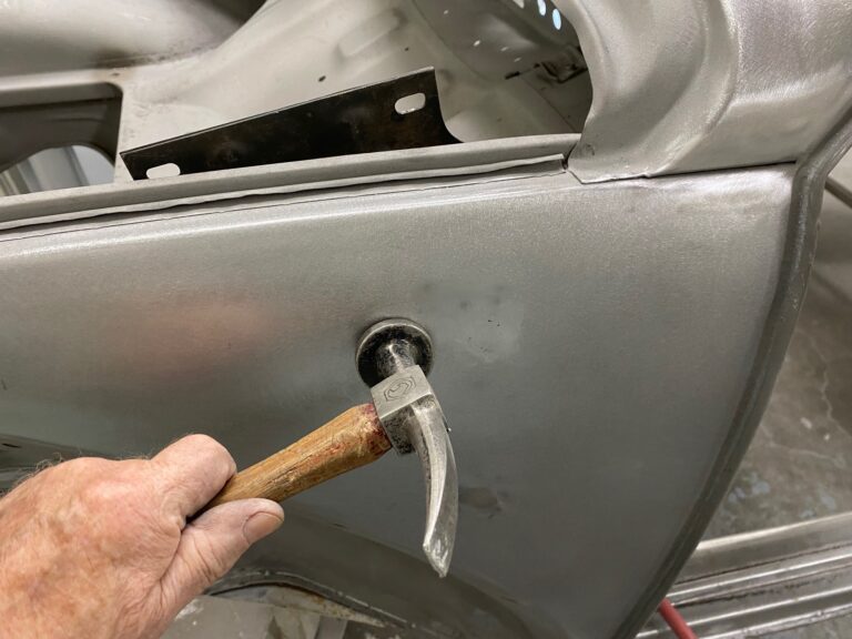 1955 vw beetle std final metal prep into epoxy silver lining auto restoration oregon