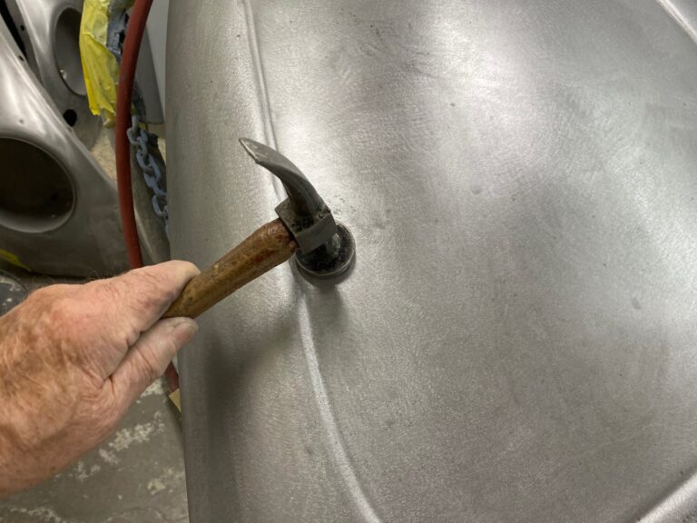 1955 vw beetle std final metal prep into epoxy silver lining auto restoration oregon