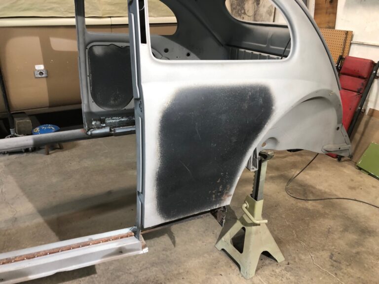 1955 vw beetle metal work rust repair begins silver lining auto restoration oregon