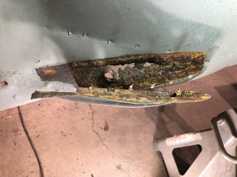 1955 vw beetle metal work rust repair begins silver lining auto restoration oregon