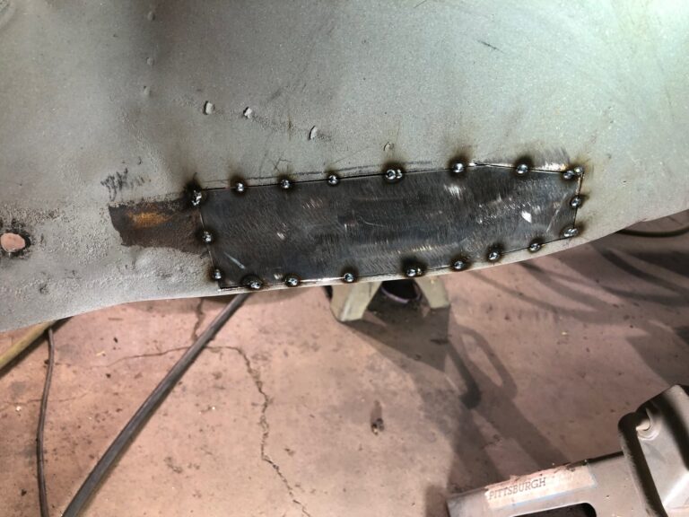 1955 vw beetle metal work rust repair begins silver lining auto restoration oregon