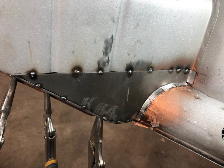 1955 vw beetle metal work rust repair begins silver lining auto restoration oregon