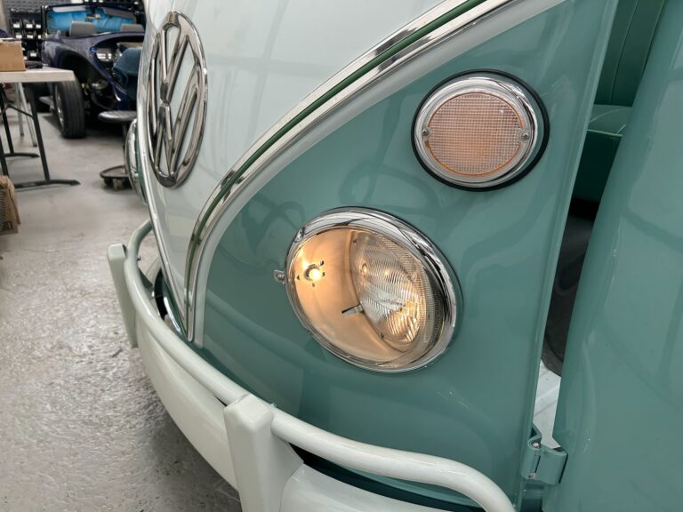 1963 23 window deluxe bus final assembly silver lining auto restoration oregon