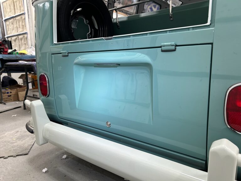 1963 23 window deluxe bus final assembly silver lining auto restoration oregon