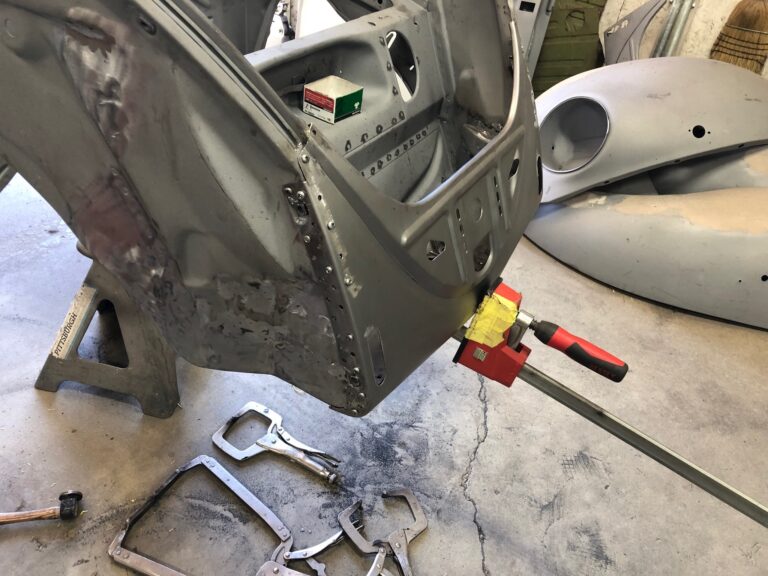 1965 vw ragtop beetle front and rear apron repair silver lining auto restoration oregon