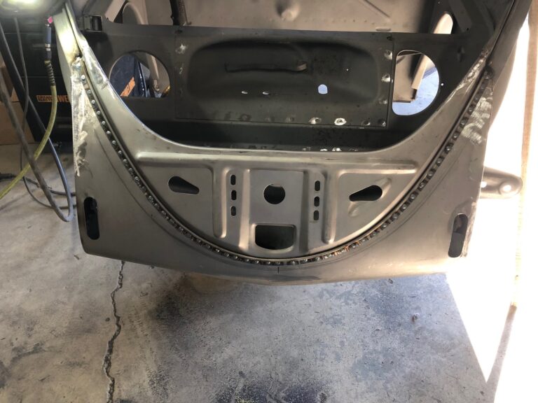 1965 vw ragtop beetle front and rear apron repair silver lining auto restoration oregon