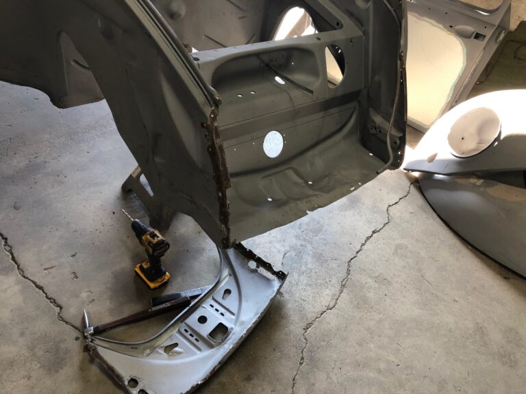 1965 vw ragtop beetle front and rear apron repair silver lining auto restoration oregon