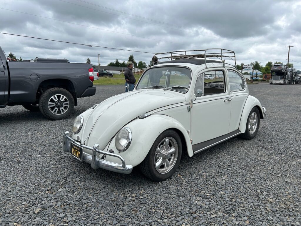1965 vw ragtop beetle arrival at shop silver lining auto restoration