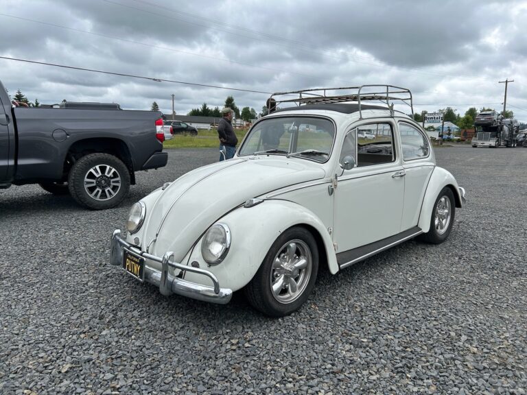 1965 vw ragtop beetle arrival at shop silver lining auto restoration