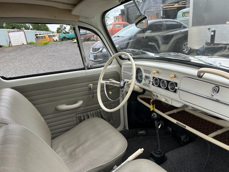 1965 vw ragtop beetle arrival at shop silver lining auto restoration