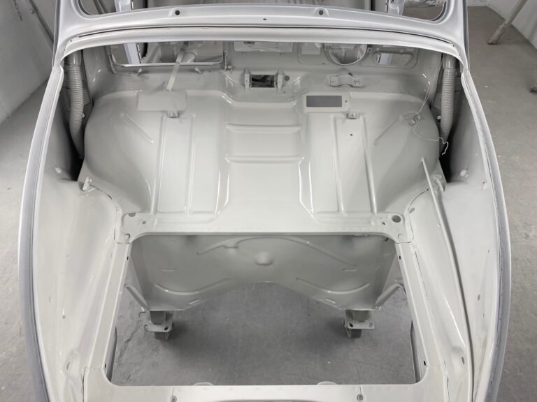 1965 vw ragtop beetle body and components in epoxy silver lining auto restoration oregon