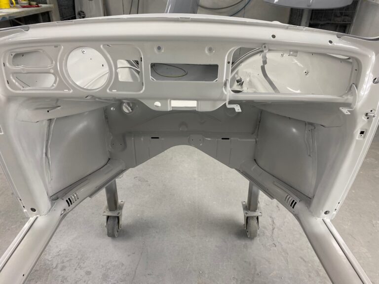 1965 vw ragtop beetle body and components in epoxy silver lining auto restoration oregon