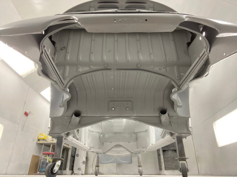 1965 vw ragtop beetle body and components in epoxy silver lining auto restoration oregon