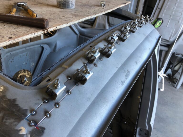 1965 vw ragtop beetle ragtop section repair silver lining auto restoration oregon