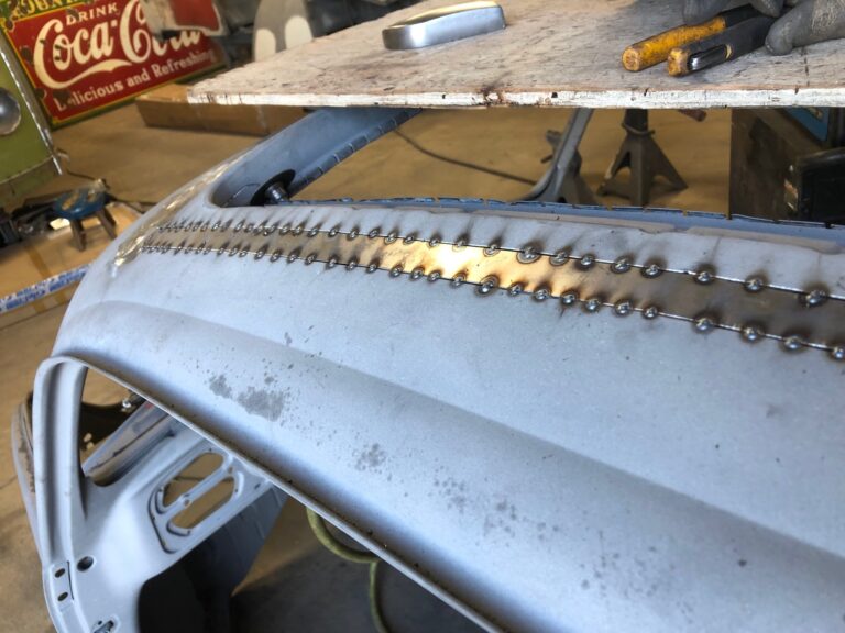 1965 vw ragtop beetle ragtop section repair silver lining auto restoration oregon