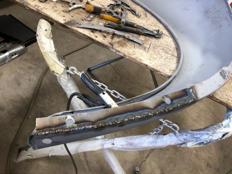 1965 vw ragtop beetle metal work and rust repair silver lining auto restoration oregon