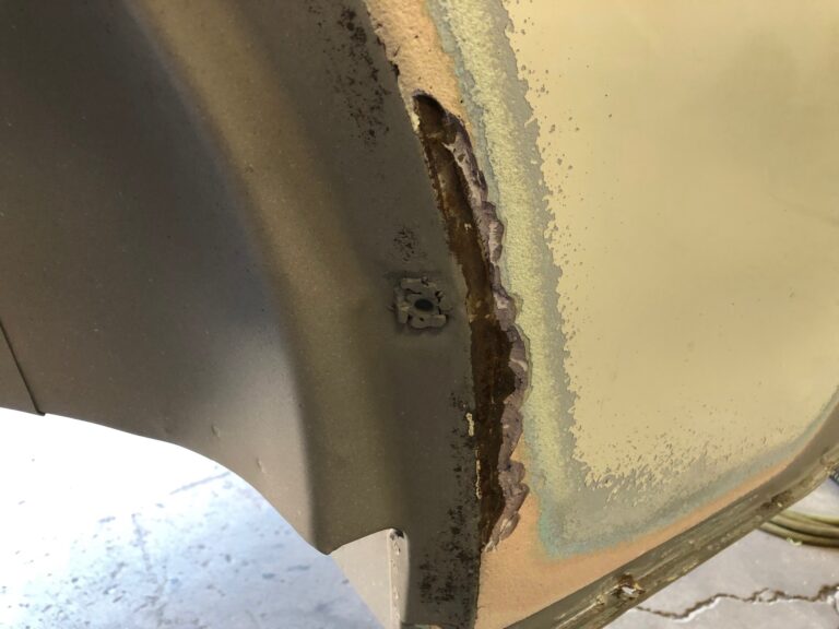 1965 vw ragtop beetle metal work and rust repair silver lining auto restoration oregon