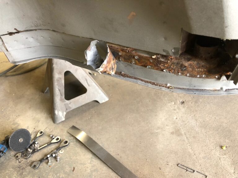 1965 vw ragtop beetle metal work and rust repair silver lining auto restoration oregon