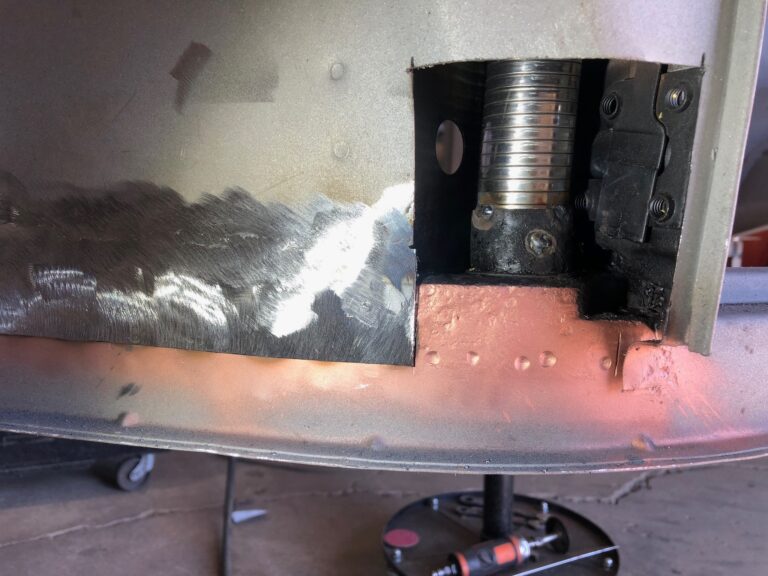 1965 vw ragtop beetle metal work and rust repair silver lining auto restoration oregon