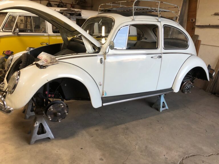 1965 vw ragtop beetle tear down silver lining auto restoration oregon