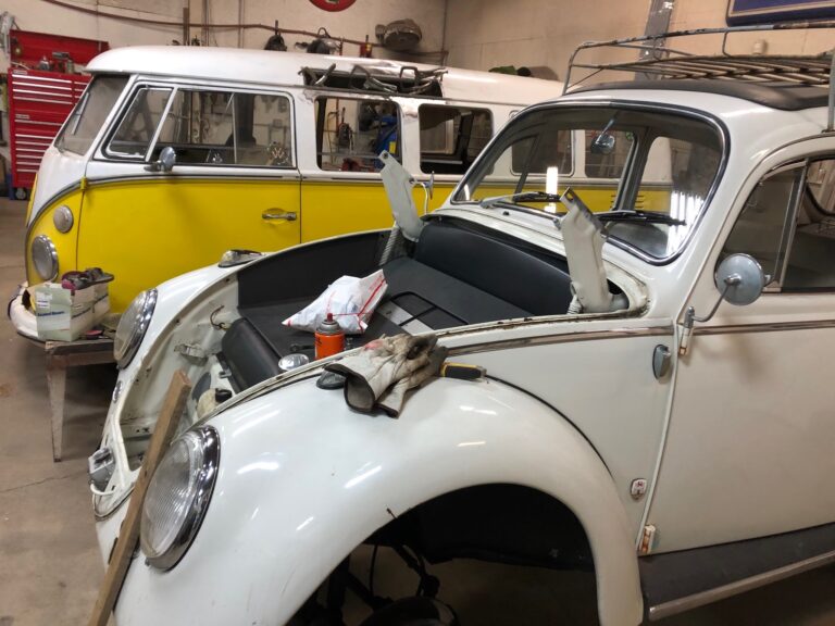 1965 vw ragtop beetle tear down silver lining auto restoration oregon