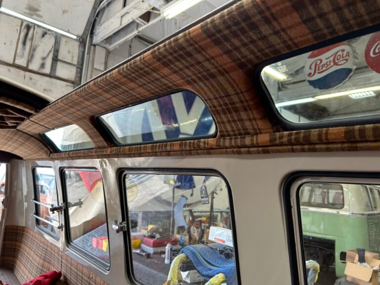 1966 21 window deluxe bus survivor final camper interior install silver lining auto restoration oregon