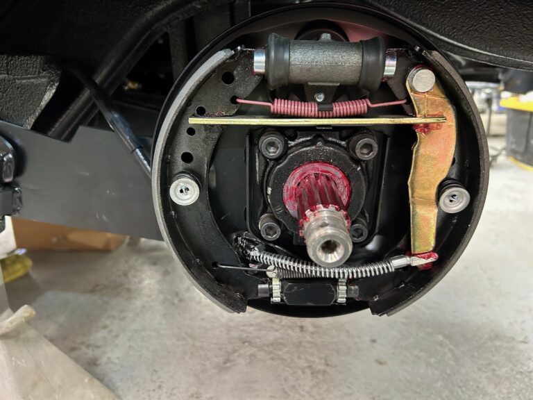 1962 15 window deluxe vw bus front beam install and rear drums silver lining auto restoration