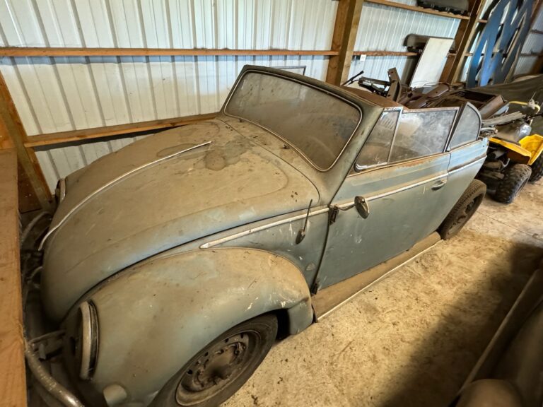 1956 vw beetle convertible restoration arrival at shop silver lining auto restoration oregon