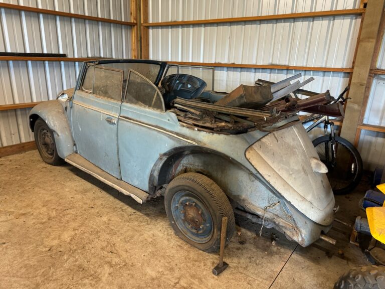 1956 vw beetle convertible restoration arrival at shop silver lining auto restoration oregon