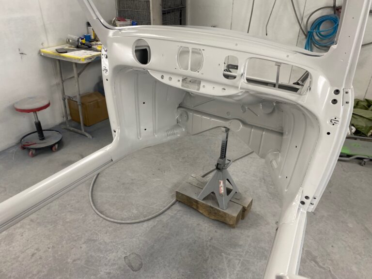 1956 vw beetle convertible restoration body and components in epoxy paint silver lining auto restoration