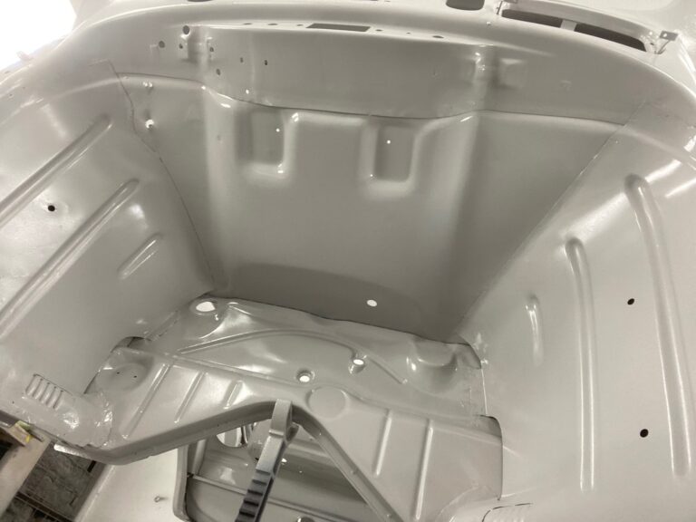 1956 vw beetle convertible restoration body and components in epoxy paint silver lining auto restoration