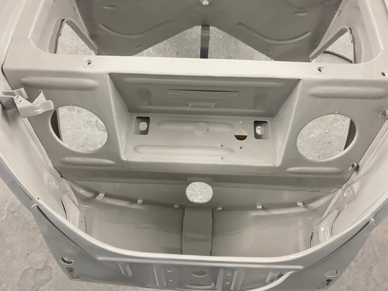 1956 vw beetle convertible restoration body and components in epoxy paint silver lining auto restoration