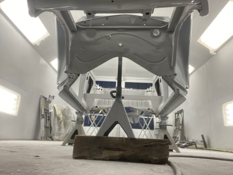 1956 vw beetle convertible restoration body and components in epoxy paint silver lining auto restoration
