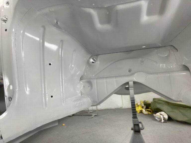1956 vw beetle convertible restoration body and components in epoxy paint silver lining auto restoration