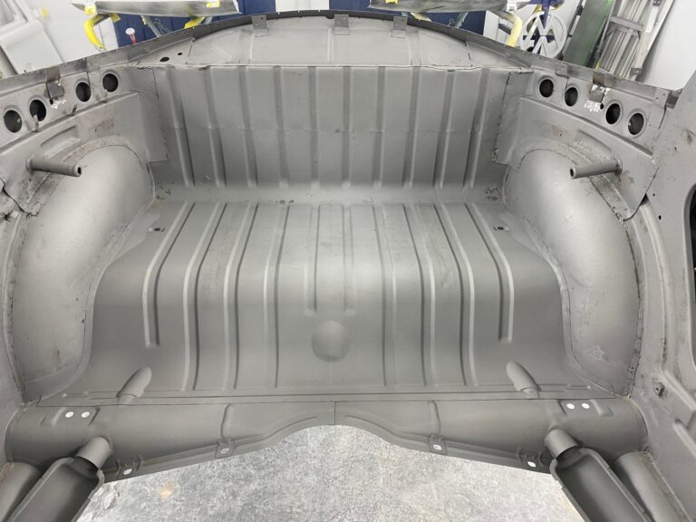 1956 vw beetle convertible restoration body and components in epoxy paint silver lining auto restoration