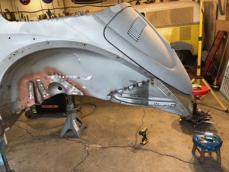 1956 vw beetle convertible restoration continued metal work silver lining auto restoration