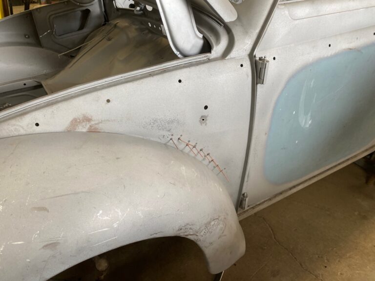 1956 vw beetle convertible restoration continued metal work silver lining auto restoration