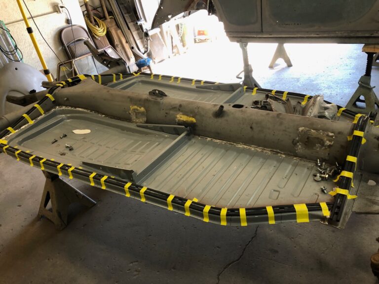 1956 vw beetle convertible restoration rear luggage tray replacement silver lining auto restoration