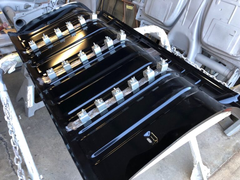 1956 vw beetle convertible restoration rear luggage tray replacement silver lining auto restoration
