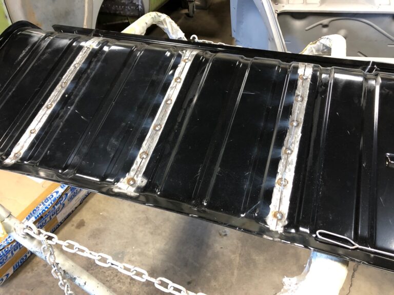 1956 vw beetle convertible restoration rear luggage tray replacement silver lining auto restoration