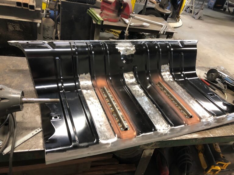 1956 vw beetle convertible restoration rear luggage tray replacement silver lining auto restoration