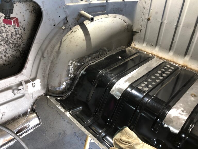 1956 vw beetle convertible restoration rear luggage tray replacement silver lining auto restoration