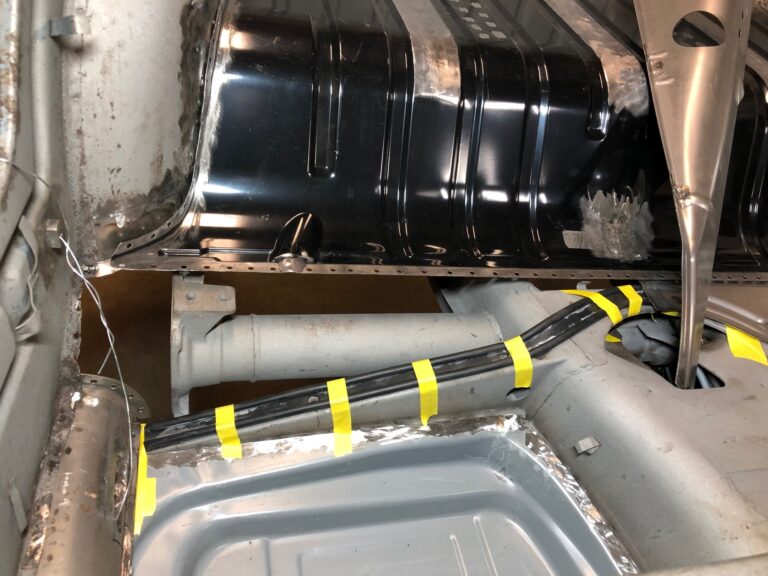1956 vw beetle convertible restoration rear luggage tray replacement silver lining auto restoration